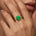Cushion Cut Emerald Engagement Ring with Distant Diamond Band - GeumJewels