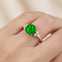 Trio Diamond Engagement Ring with Round Solitaire Emerald - GeumJewels