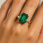 Emerald Shaped Emerald with 3mm Accent Solitaire Engagement Ring - GeumJewels