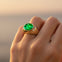 Vintage Style Elongated Oval Emerald Halo Diamond Twisted Ring - GeumJewels