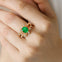 Flower Inspired Ring with Oval Shaped Emerald and Accent Diamonds - GeumJewels