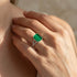 Emerald Cut Emerald Split Shank Engagement Ring with Diamonds - GeumJewels