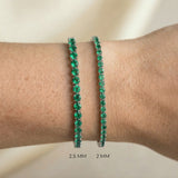 Round Emerald Tennis Bracelet, 14kt Yellow Gold, May Birthstone Dainty Jewelry