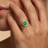 Solitaire Round Emerald Cocktail Diamond Ring