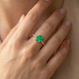 Oval Solitaire Emerald with Accent Diamonds Engagement Ring