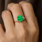 Trio Diamond Engagement Ring with Oval Cut Emerald - GeumJewels