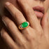 Classic Dome Shaped Diamond Oval Cut Emerald Ring - GeumJewels