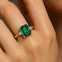 Emerald Cut Emerald and Diamond Three Stone Ring - GeumJewels