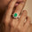 Triple Halo Diamond Oval Cut Emerald Cocktail Ring - GeumJewels