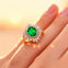 Oval Solitaire Emerald Baguette and Round Diamond Cocktail Ring - GeumJewels