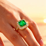 Vintage Style Square Cut Emerald Diamond Ring - GeumJewels