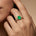 Criss Cross Diamond Ring with Oval Cut Emerald - GeumJewels