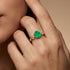 Criss Cross Diamond Ring with Oval Cut Emerald - GeumJewels