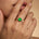 Classic Six Prong Round Solitaire Emerald Ring with Accent Diamond Band - GeumJewels