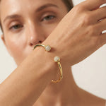 14k Solid Gold Diamond Bangle Bracelet Perfect Gift For Her - GeumJewels