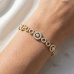 Solid Gold Diamond Designer Round Bracelet - GeumJewels