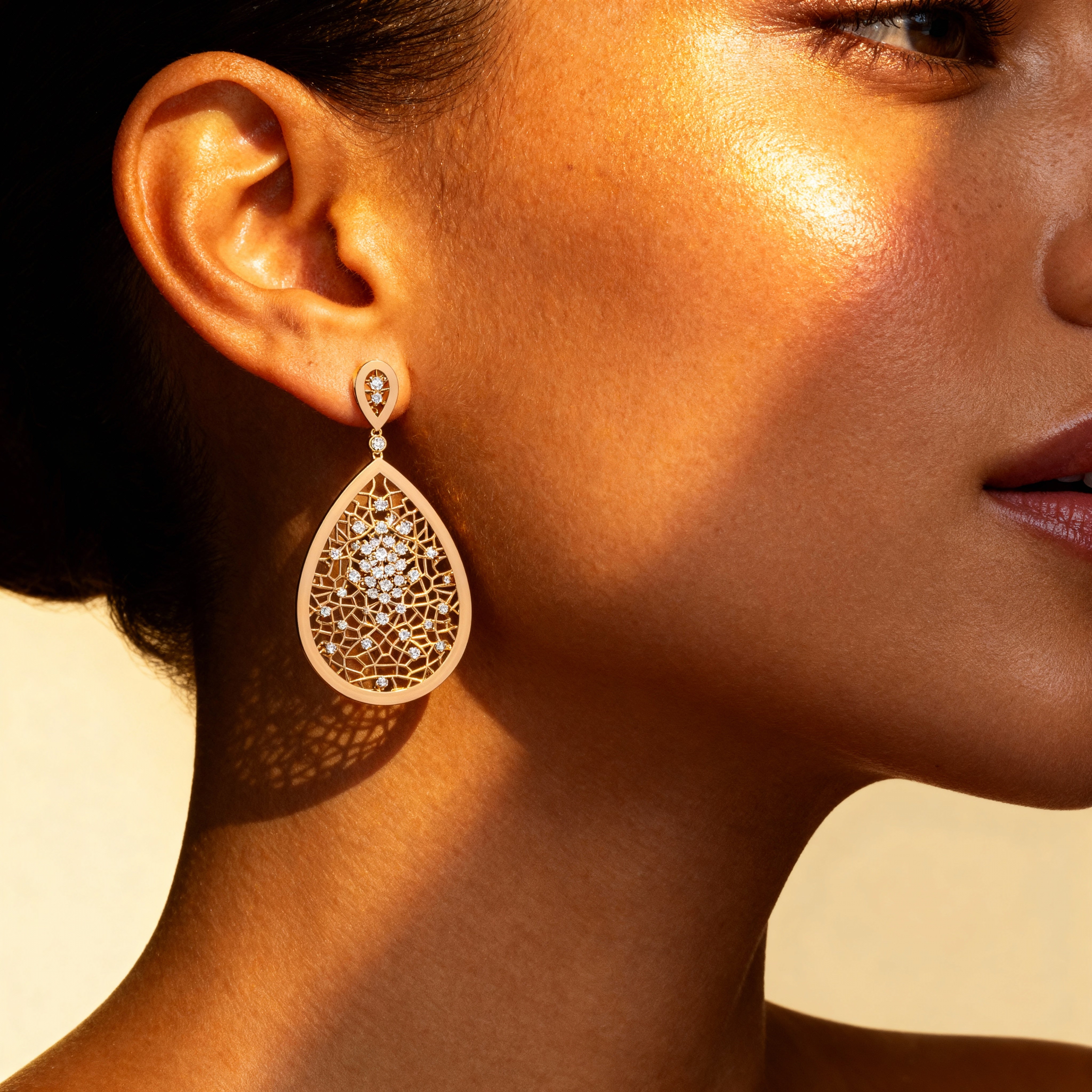 Dangling Drop Diamond Web Earrings - GeumJewels