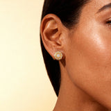 Solitaire Halo Diamond Vintage Studs - GeumJewels