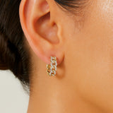 Cuban Chain Link Hoop Earrings - GeumJewels