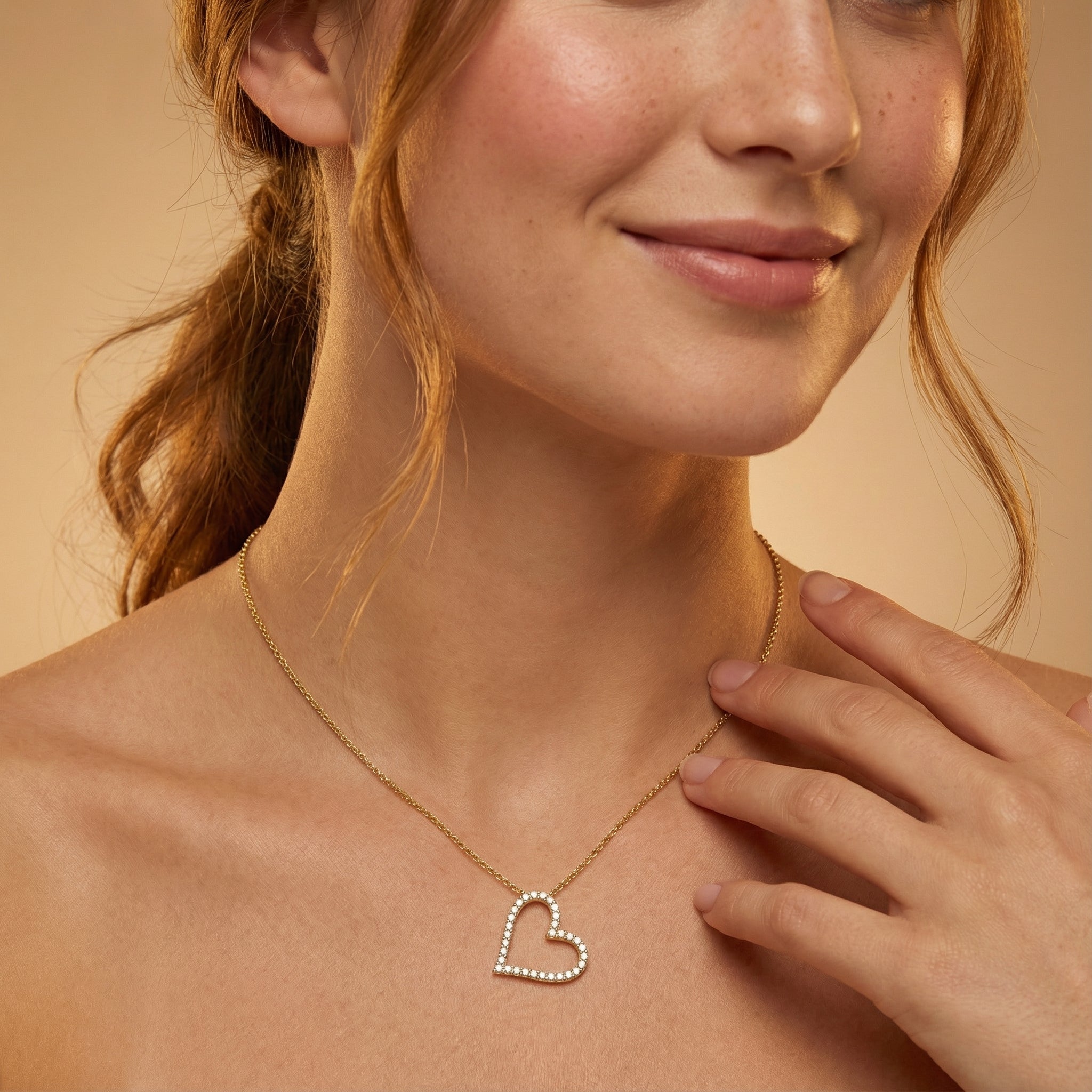 Diagonal Heart Diamond Necklace - GeumJewels