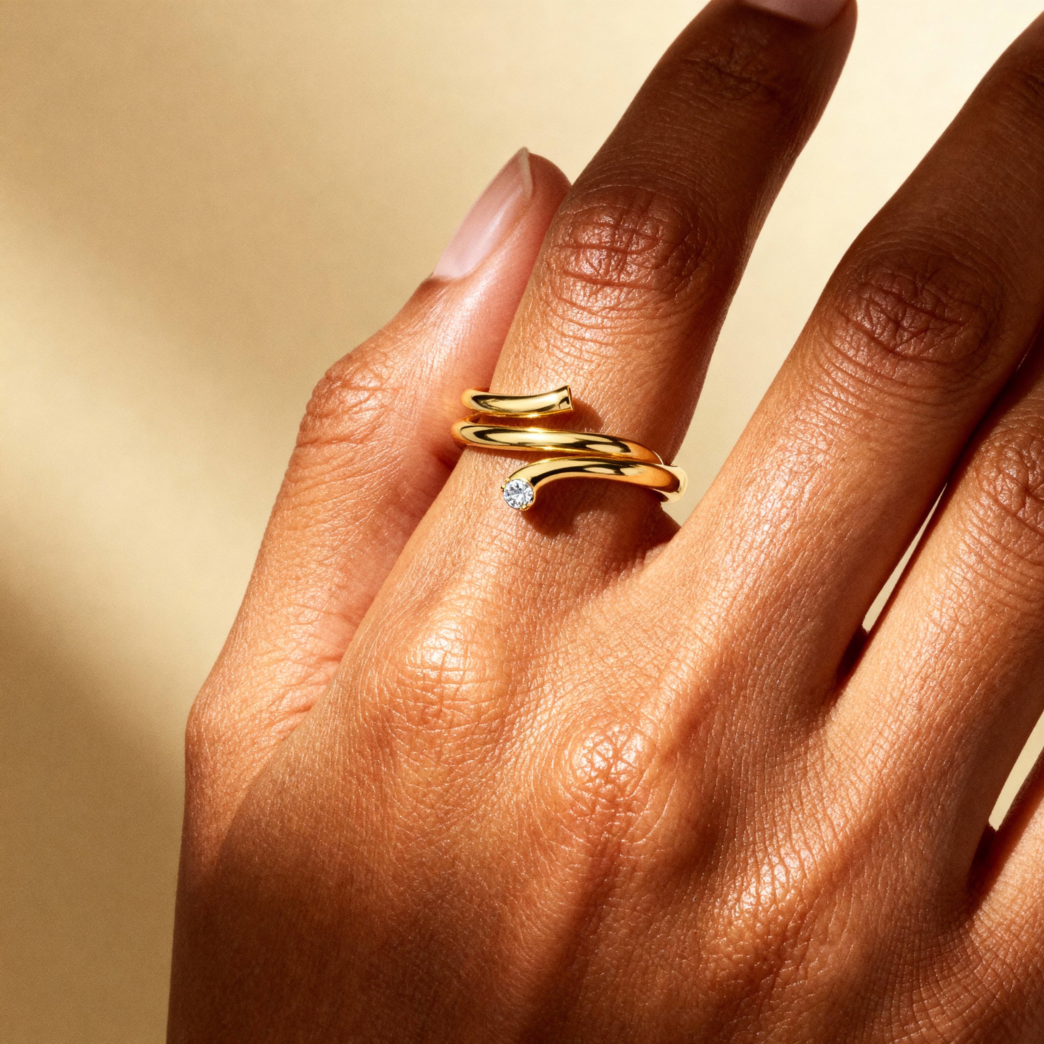 Natural Diamond Wrap Around Spiral Ring - GeumJewels