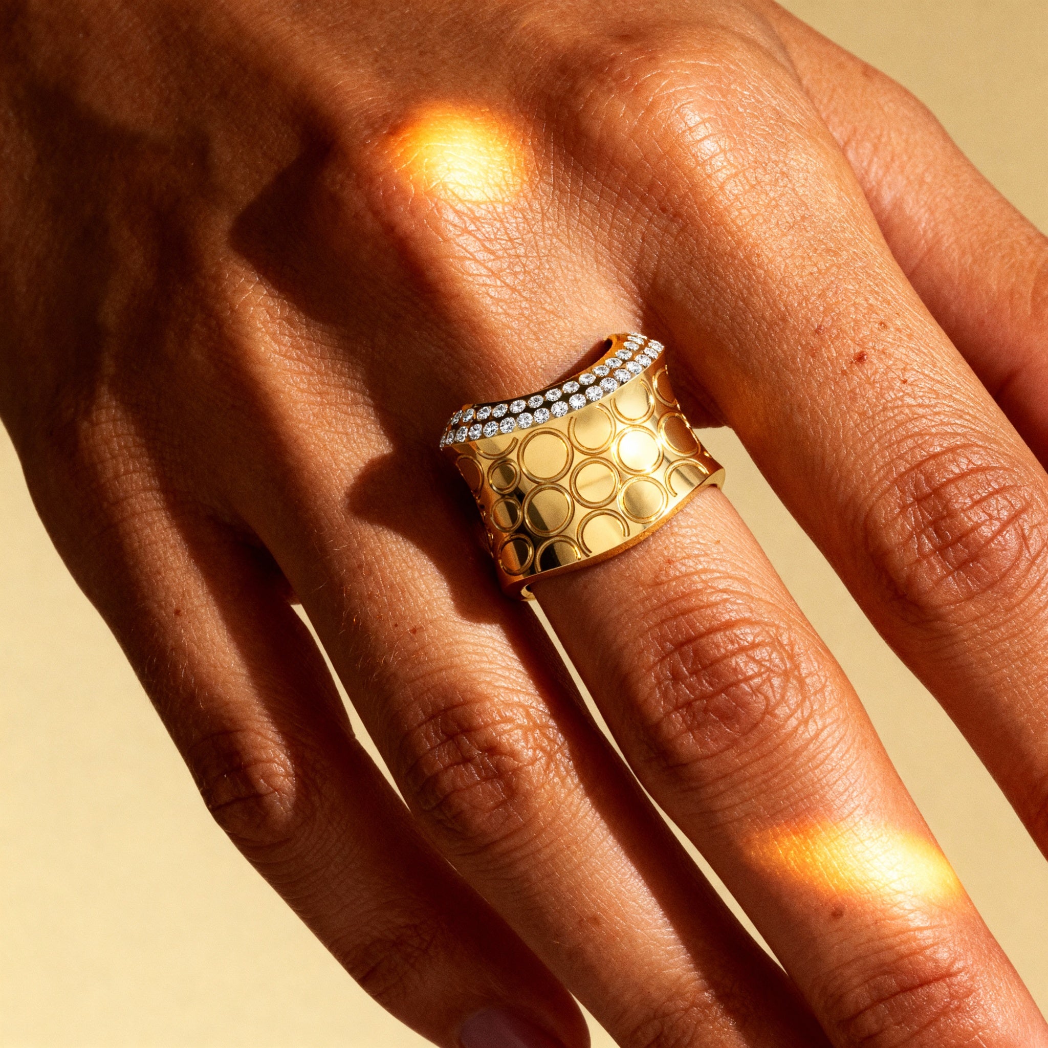 Thick Gold Signet Designer Statement Ring - GeumJewels