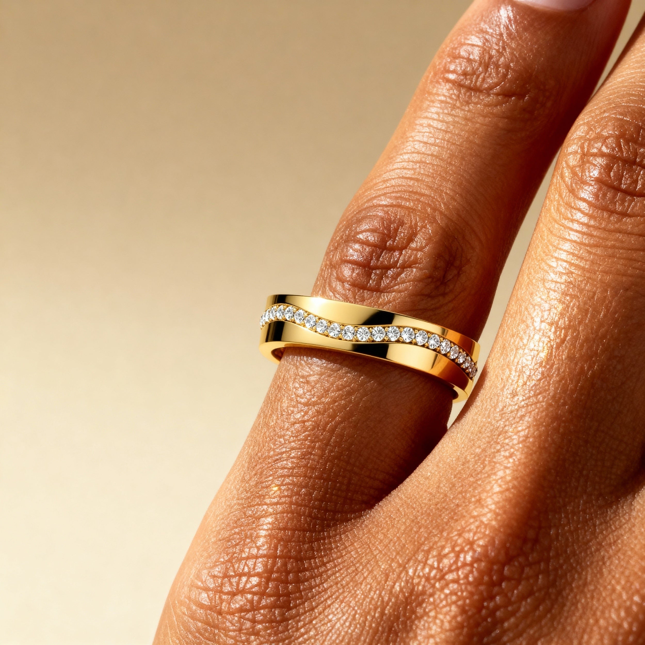 Designer Wavy Diamond Band Ring - GeumJewels