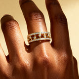 Double Band Alternating Diamond Ring - GeumJewels