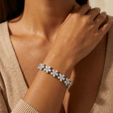 Flower Inspired Pear Set Diamond Statement Bracelet - GeumJewels