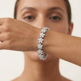 Flower Inspired Pear Set Diamond Statement Bracelet - GeumJewels