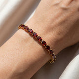 Genuine Garnet Tennis Bracelet - 14k 18k Solid Rose Gold Bracelet Gemstone Fine Bridal Jewelry - GeumJewels