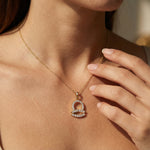 Libra Zodiac Diamond Charm Gold Pendant - GeumJewels