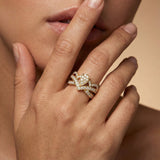 Pear Shaped Solitaire Illusion Diamond Wedding Ring - GeumJewels