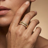 Double Row Diamond Braided Gold Ring - GeumJewels