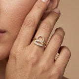 Diamond Libra Zodiac Horoscope Sign Ring - GeumJewels