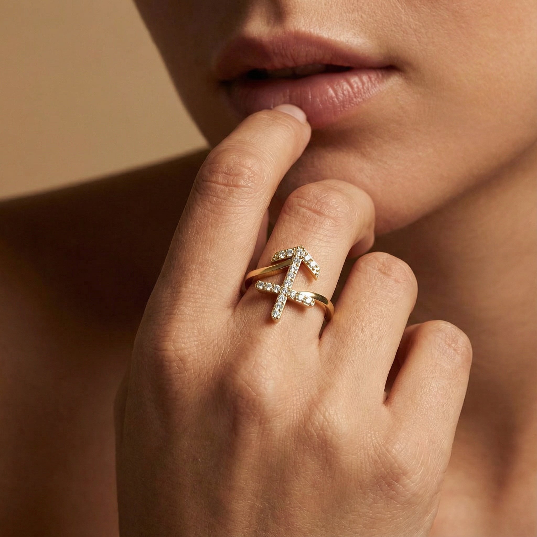 Diamond Saggitarius Zodiac Horoscope Sign Ring - GeumJewels