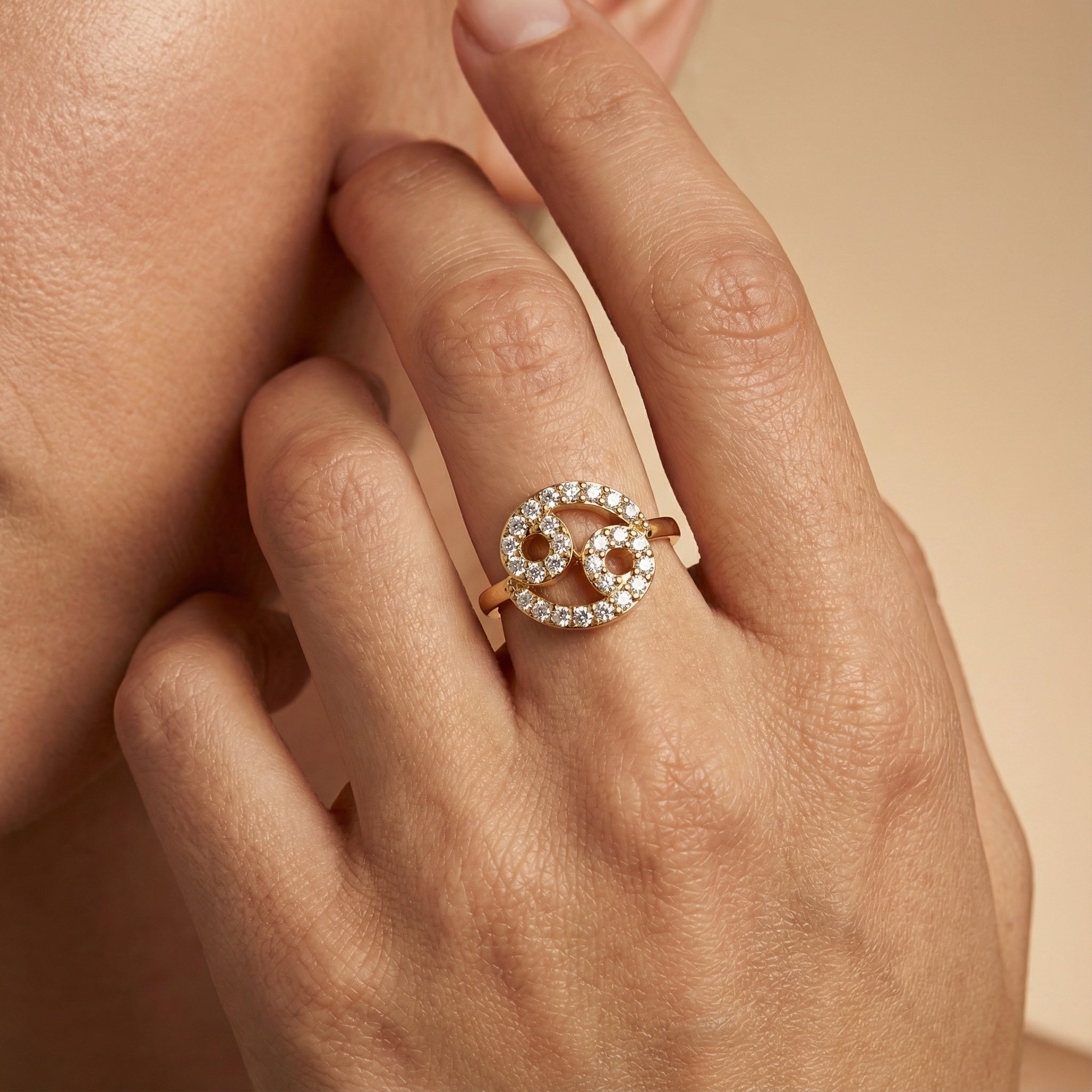 Diamond Cancer Zodiac Horoscope Sign Ring - GeumJewels