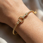 Circular Diamond Twisted Diamond Openable Bangle Bracelet - GeumJewels