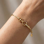 Flower and Charm Openable Diamond Bangle in Solid Gold - GeumJewels
