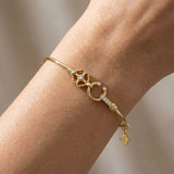 Flower and Charm Openable Diamond Bangle in Solid Gold - GeumJewels