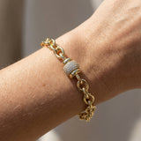 Rotating Ball Diamond Bracelet with Curb Chain - GeumJewels