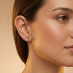 Half Way Diamond Gold Stud Dainty Earrings - GeumJewels