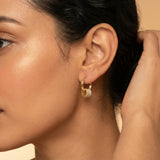 Triple Row Diamond Gold Hoop Earrings