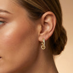 Double Row Diamond Gold Hoop Earrings - GeumJewels