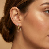 Rectangular Shaped Hanging Diamond Earrings - GeumJewels