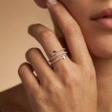 Arrow Style Triple Spiral Open Diamond Ring - GeumJewels