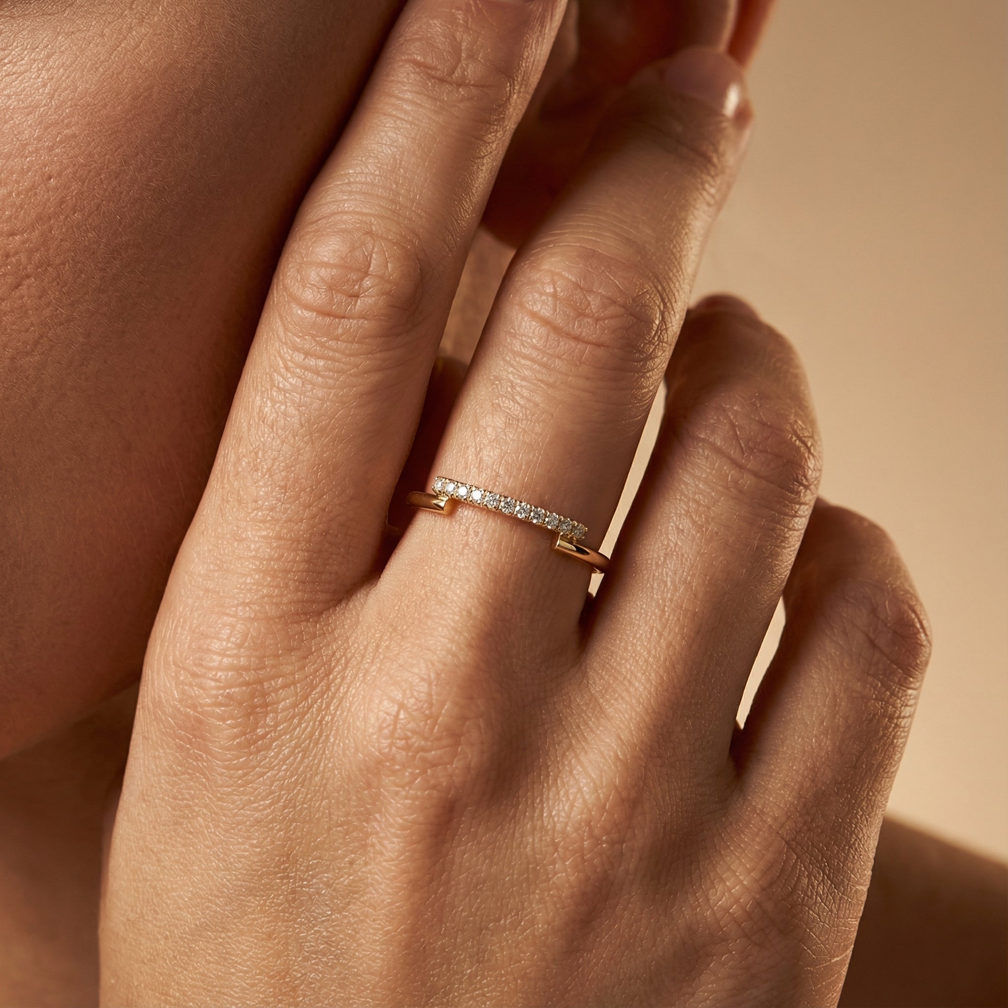 Dainty Diamond Dual Shank Ring - GeumJewels