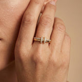 Hoop Ring with Gold and Diamond Dual Band - GeumJewels