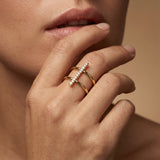Straight Bar Dual Shank Diamond Ring - GeumJewels