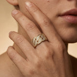 Thick Gold Cuban Diamond Ring in Solid Gold - GeumJewels